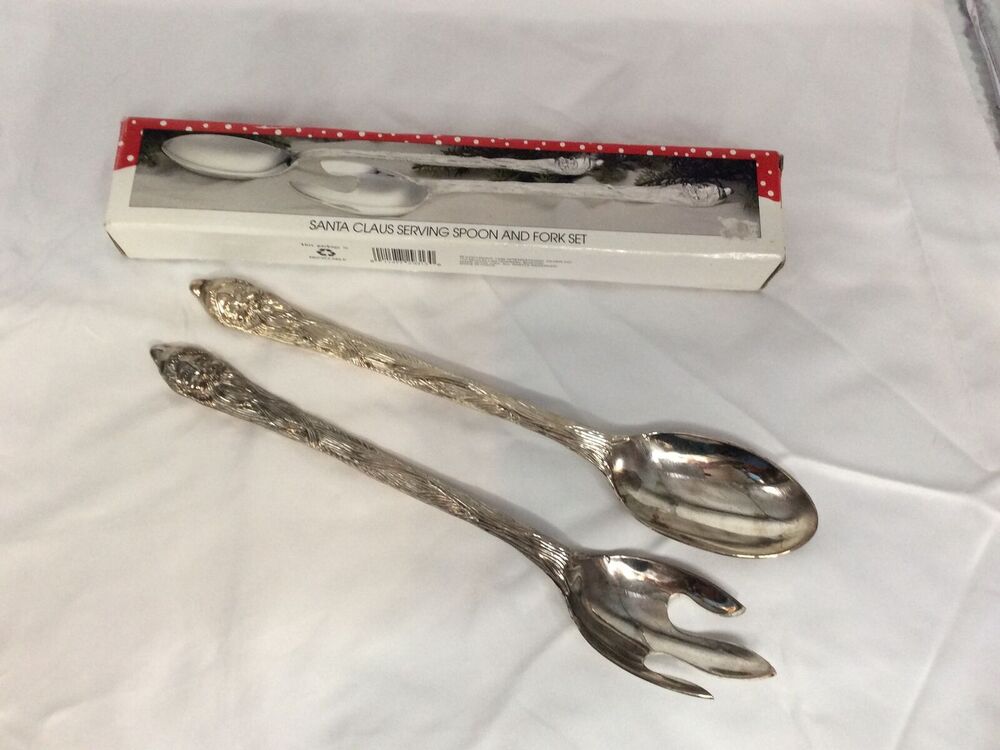 International Silver Co. Christmas Santa Claus Serving Spoon & Fork Set